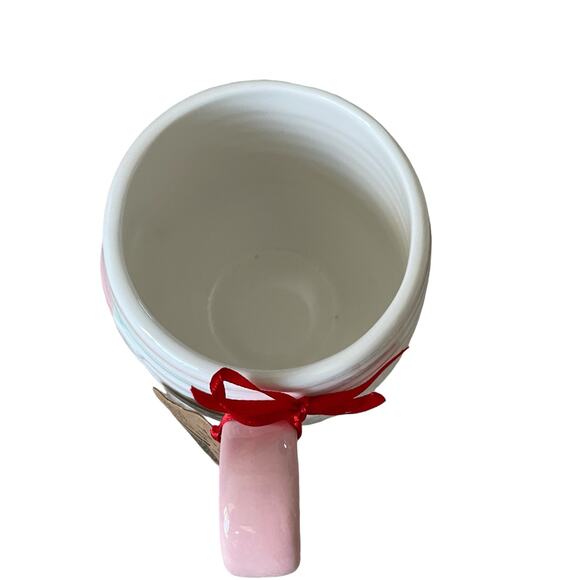 LANG Hand Painted SANTA Mug With Pink And Green Stripes Holiday Classic NEW - Picture 5 of 10